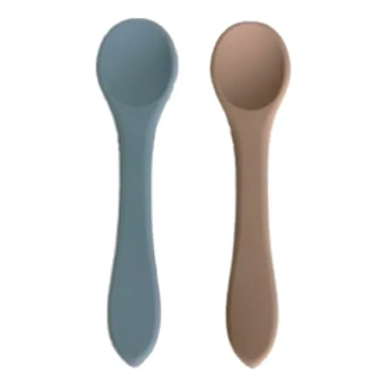 Pack Dos Cucharas Silicona Storki Celeste Y Beige