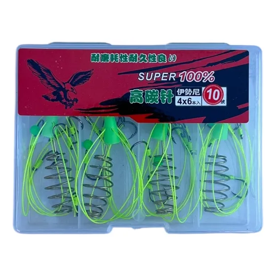 Kit 4 Lineas Coreana Carpa Boga Anzuelos Resorte Gavetero