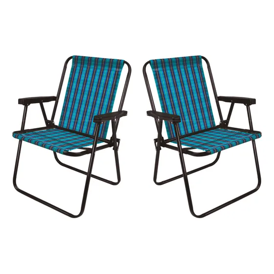Silla Playa Acero Mor Alta Cuadros Set X2 - Mundo Trabajo