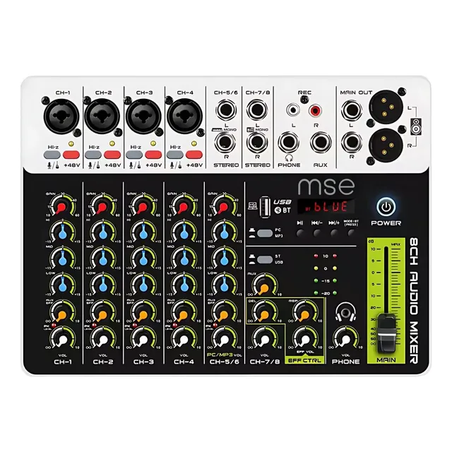 Mesa De Som Com Interface 8 Canais Bluetooth Usb Effects Mse