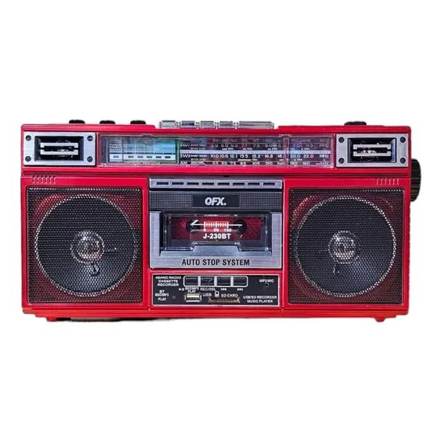 Radio Grabadora Bluetooth Usb Conversión De Cassette A Mp3 Color Rojo