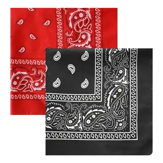 Kit 2 Un Bandana Lenço Rock Motoqueiro Cabeça Vermelho Preto Preto/vermelho Único