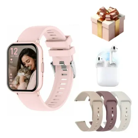 Smartwatch Feminino Compatível iPhone Samsung A Prova Dágua Rosa