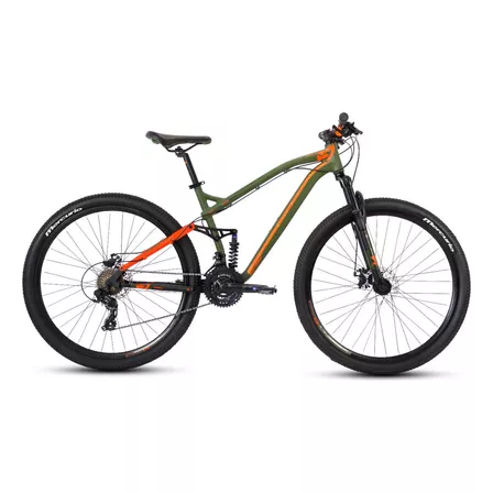 Mountain bike Mercurio Doble Suspensión Expert DH  2020 R29 21v frenos de disco mecánico color verde militar/negro