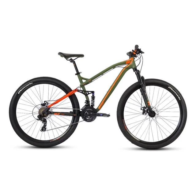 Mountain bike Mercurio Doble Suspensión Expert DH 2020 R29 21v frenos de disco mecánico color verde militar/negro