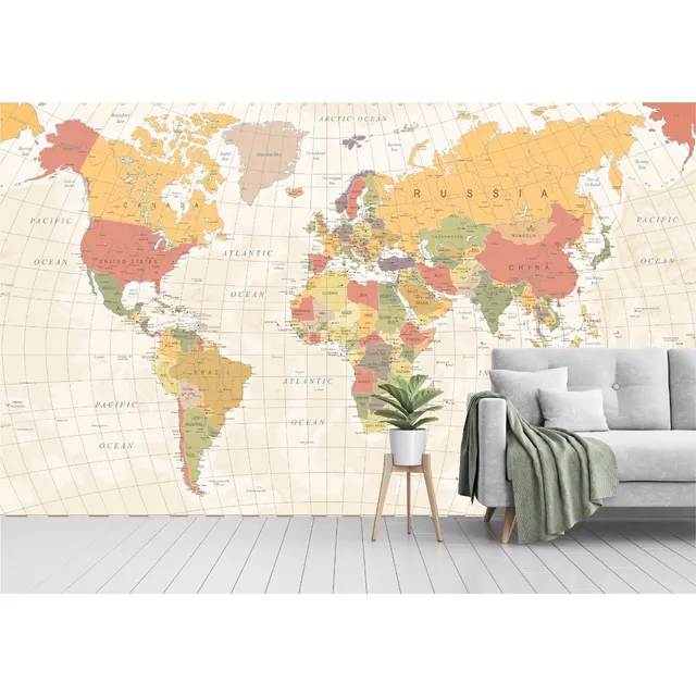 Vinilo Decorativo Mapamundi Mural Mapa Mundo Planisferio