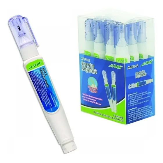 Corrector Tipo Lapiz Pluma Aink Pack C/6 Tipo Liquid Paper