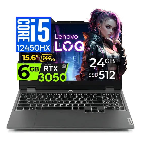 Lenovo Loq 15iax9 Core I5 12450hx 24gb 512gb Rtx3050 Tecla Ñ Color Luna Grey | Cuotas sin interés