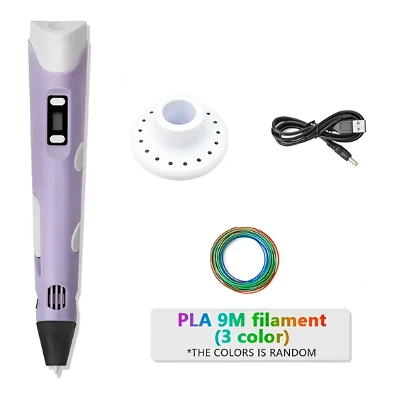 Bolígrafo Lapiz Impresora 3d Con Pantalla + Insumos Color Morado