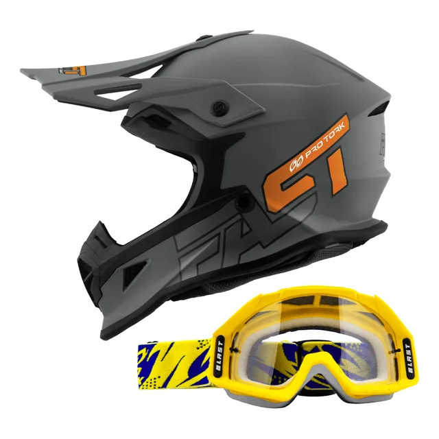 Capacete Off Road Fast Gray Cross Lançamento Trilha + Óculos