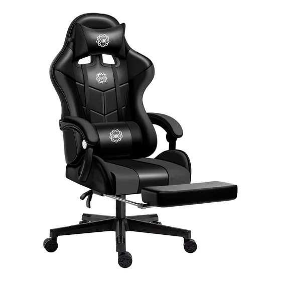 Silla De Oficina Ejecutiva Reclinable Ergonomica Reposapiés Color Negro