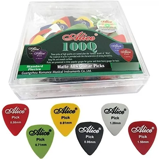 Caja De 100 Uñetas 0,71 Alice Para Guitarra, Bajo, Mandolina