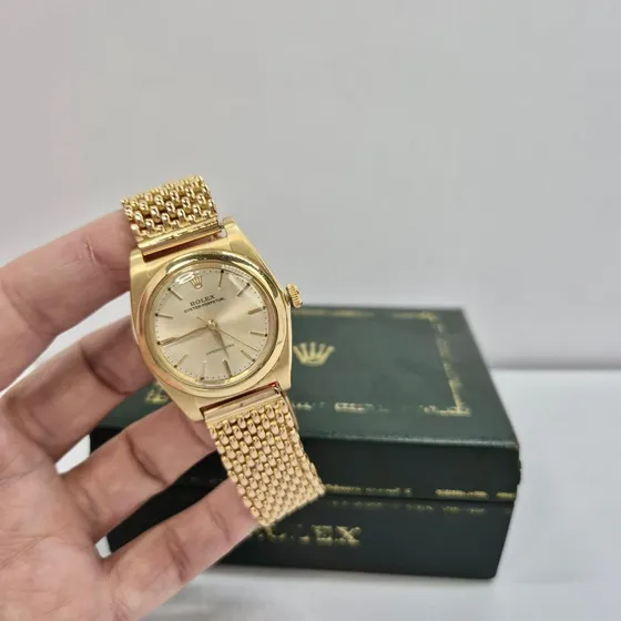 Rolex Oyster Perpetual Bubbleback 1946 Full Gold 32mm Dourado Dourado Branco