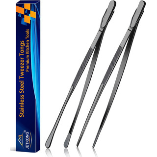 Pinzas Culinarias Jetkong, Negro, Acero Inoxidable, 2 Pie... Pinzas Culinarias Jetkong, Negro, Acero Inoxidable, 2 Pie...