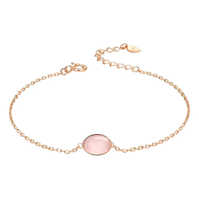 Pulsera Oro 18k Plata 925 Y Cuarzo Rosa Para El Amor !!!!!!!