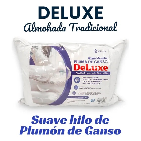 Almohada Deluxe Ducarsil Pluma Ganso 70x50 Cm 12 Cm