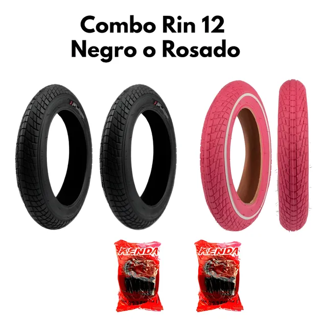 Combo 2 Cauchos P/bicicleta Rin 12 + 2 Tripas + Envío Gratis