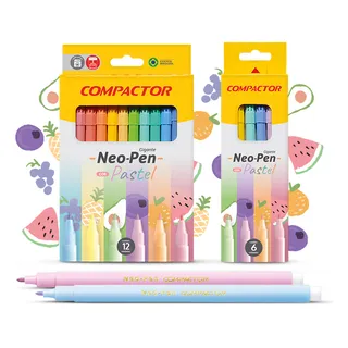 Canetinha HidrogrĂĄfica Neo-pen Gigante C/12 Cores - Pastel Canetinha HidrogrĂĄfica Neo-pen Gigante C/12 Cores - Pastel