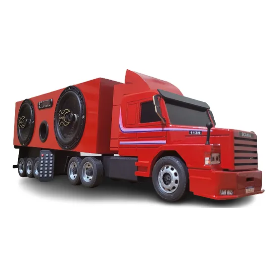 Carreta Scânia 113h Baú Caixa De Som Bluetooth Usb Miniatura
