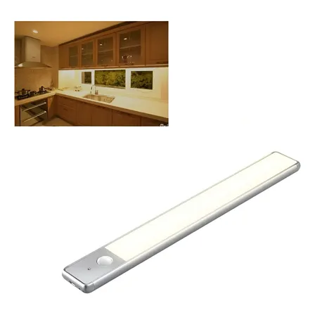 Barra Luz Led 30 Cm Usb Aluminio Recargable Con Sensor De Movimiento Bajo Alacena Cocina Veoquiero