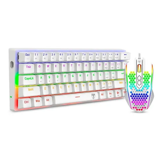 Combo T-dagger Main Force White -teclado 60%+ Mouse, Español