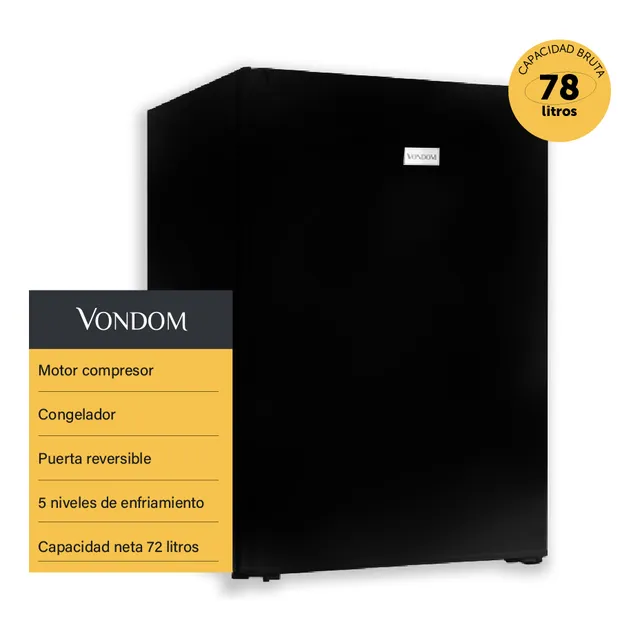 Heladera Bajo Mesada Frigobar Vondom Negro 78 Litros