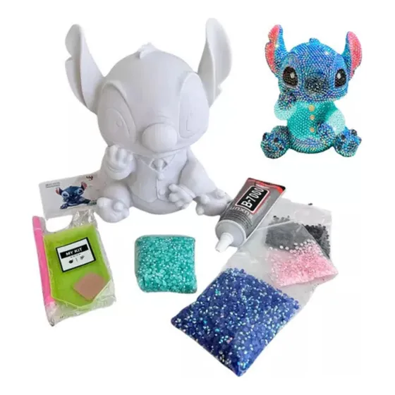 Kit Muñeco 3d Brillo Diamond Niños Stitch Kuromi Pikachu +