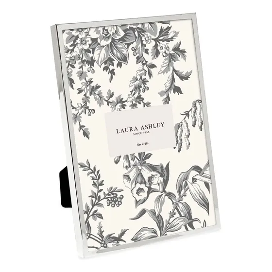Laura Ashley Marco Foto Metal Plano Plateado 4 X 6  Vertical