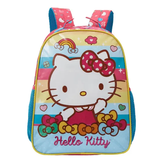 Mochila De Costas Infantil Hello Kitty Rainbow Escolar 14 Meninas Cor Rosa Xeryus