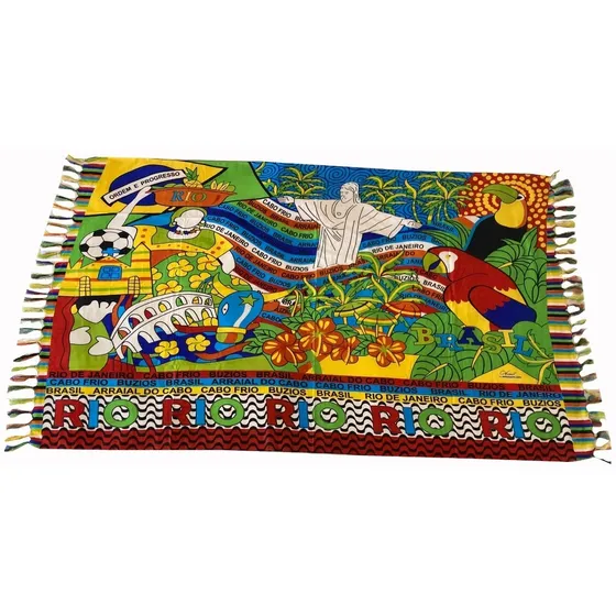 Canga De Praia Viscose Brasil Rio De Janeiro Buzios Arraial Cor Verde Búzios Tamanho 100cm x 180cm