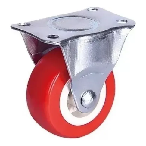 Rueda Plana Roja De Poliuretano C/plataforma Fija De 2