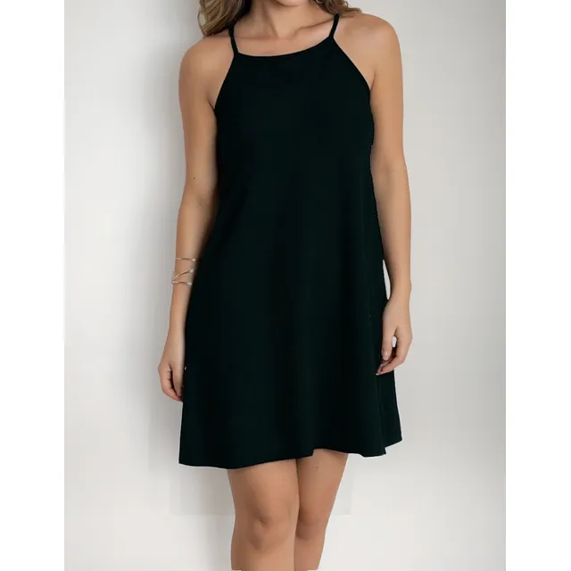 Vestido Feminino Curto Com Alças Soltinho Básico Los Angeles
