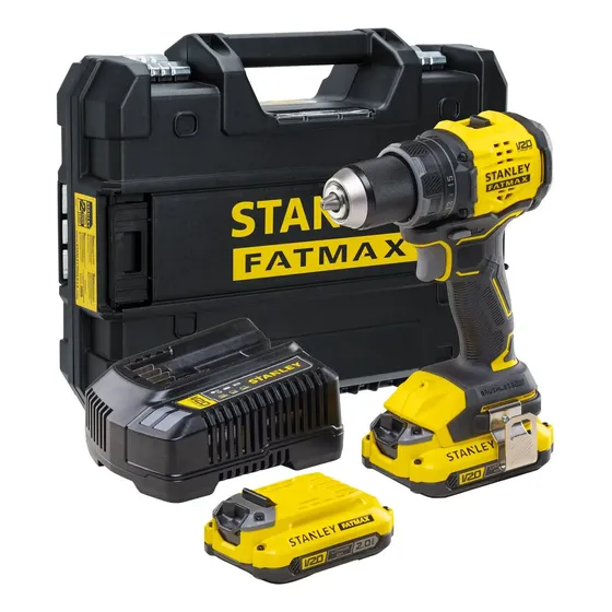 Parafusadeira Furadeira de Impacto Profissional Stanley 13mm 1900RPM 2 Baterias 2Ah SBD716D2T-BR