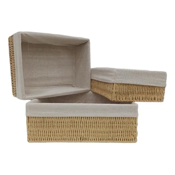 Set De 3 Cestas Organizadores En Fibra Natural Canastas Deco