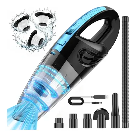 Aspirador de Pó Portátil Sem Fio, Motor Potente 240W, 60000RPM e Sucção 12000Pa, Bateria Recarregável 6000mAh, Aspirador de Mão com 3 Bicos, 3 Filtros Laváveis, 25min Autonomia para Carro Casa Escritó