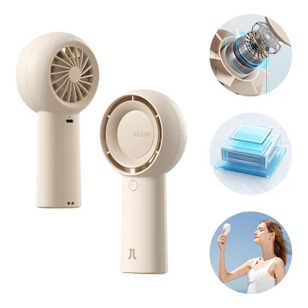 Jisulife Mini Ventilador De Mão Portátil Recarregável Turbo Life5 Plus 4000mah 5 Velocidades Com Duração Até 15,5 Horas Silenciosocor Marrom-claro