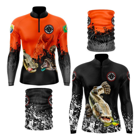 Kit2 Camisa De Pesca Trairas + Bandana Proteção Uv50 Kit2 Camisa De Pesca Trairas + Bandana Proteção Uv50