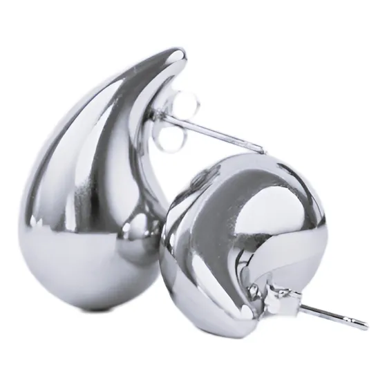 Aros Gota Mujer Ava Plateado Acero Quirúrgico 27mm Milokita