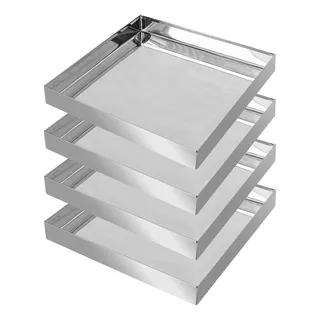 4x Bandeja Inox 30x30cm Padarias Carnes Profissional 4x Bandeja Inox 30x30cm Padarias Carnes Profissional