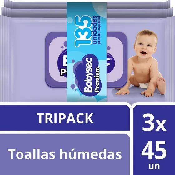 Pack Toallitas Húmedas Babysec Premium 3 Un De 45 Un