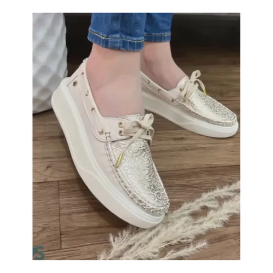 Zapatos Mocasines Cordón Damas En Cuero Colombiano