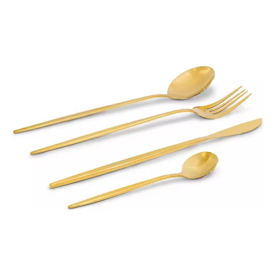 Juego De Cubiertos 4pcs Acero Inoxidable Dorado