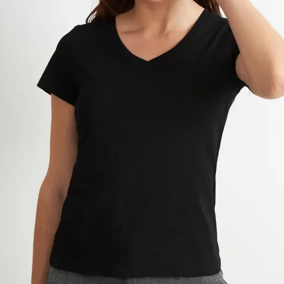 Polera Escote En V Básica Negro Nicopoly