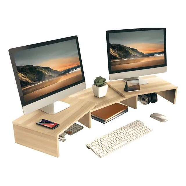 Soporte Base Elevador Para 2 Monitores 