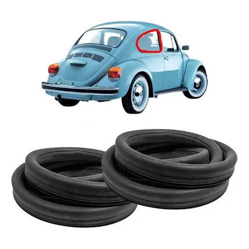 Jogo Borracha Vidro Lateral Traseiro Fixo Fusca Sem Friso