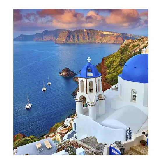 Vinilo 60x60cm Grecia Santorini Paisaje Viajes Mundo M2