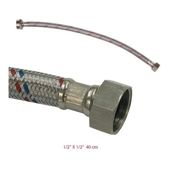Canilla P/lavamanos Metal Trenzada 1/2x1/2 X 40cm Faguax
