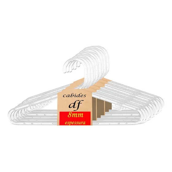 50 Cabide Adulto 8mm Cristal Acrílico Transparente Reforçado