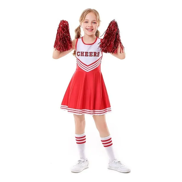 Fantasia De Infantil Cosplay Líder De Torcida Com Pompons
