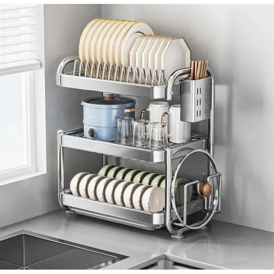 Escurridor De Platos Acero Inoxidable 3 Niveles